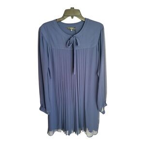 New Sanctuary Blue Pleated Long Sleeve Dress